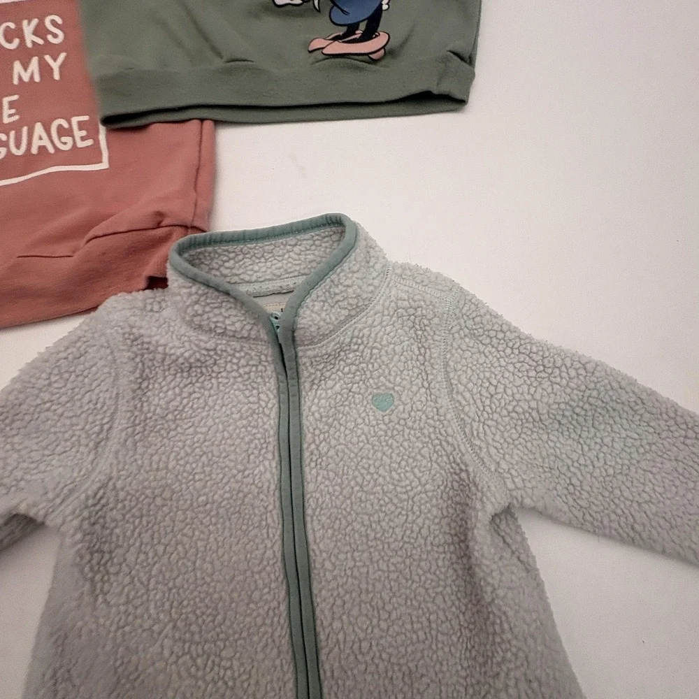 Mixed Brands Outfit Set Girls 12-18M Minnie Mouse‎ Snacks Pullover Fleece 3pc